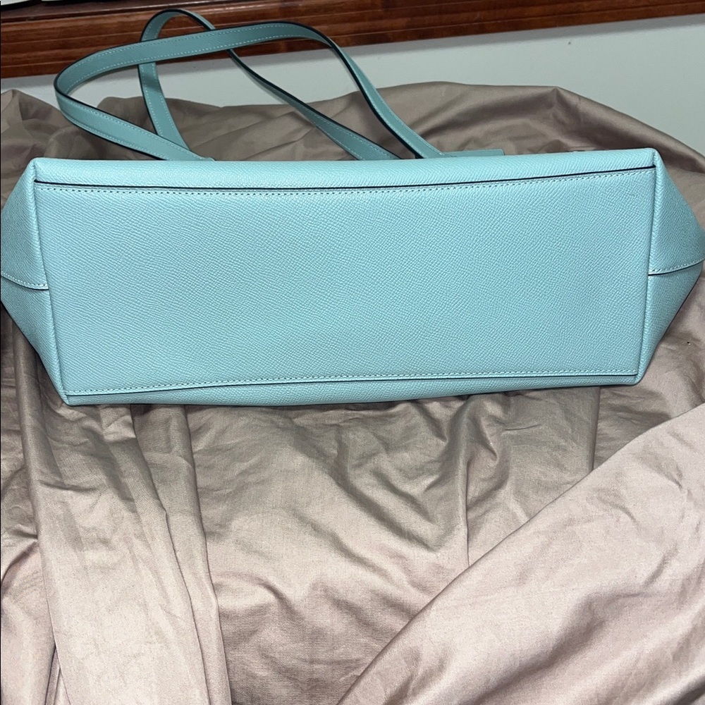 Coach Light Teal  Leather Tote - Picture 3 of 8